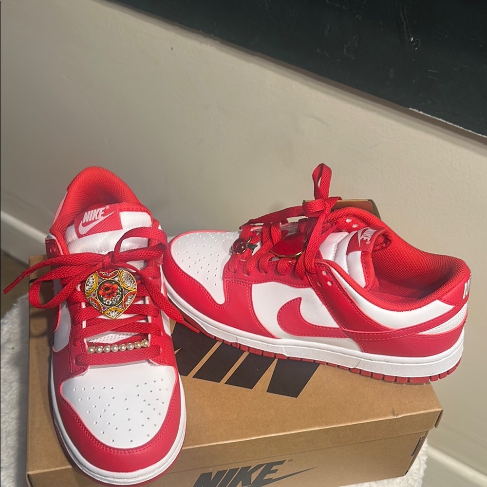 Nike Red and White Sneakers with Decorative Charms “Love Edition” - Picture 7 of 7